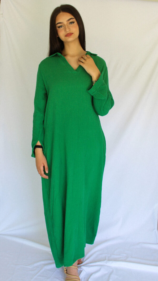 ROBE GAZ DE COTON VERT LONGUE